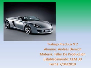 Trabajo Practico N 2 Alumno: Andrés Demich Materia: Taller De Producción  Establecimiento: CEM 30 Fecha:7/04/2010 