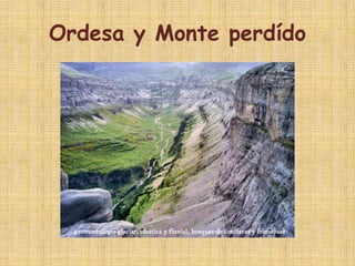 Ordesa y Monte perdído




  geomorfología glaciar, cárstica y fluvial, bosques de coníferas y frondosas
 