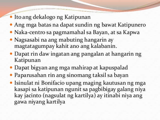 interpretation of kartilya by emilio jacinto Emilio jacinto aka the “brains of the katipunan” is referred to as the hero of the philippine revolution emilio joined the katipunan secret society at twenty years of age the katipunan was a philippine revolutionary society founded by anti-spanish filipinos in manila in 1892, which aimed . interpretation of kartilya by emilio jacinto Emilio jacinto aka the “brains of the katipunan” is referred to as the hero of the philippine revolution emilio joined the katipunan secret society at twenty years of age the katipunan was a philippine revolutionary society founded by anti-spanish filipinos in manila in 1892, which aimed .