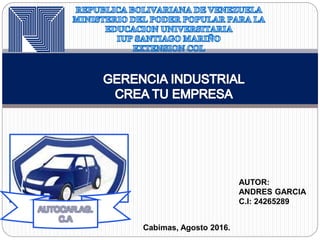 AUTOR:
ANDRES GARCIA
C.I: 24265289
Cabimas, Agosto 2016.
 
