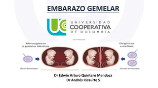 EMBARAZO GEMELAR
Dr Edwin Arturo Quintero Mendoza
Dr Andrés Ricaurte S
 