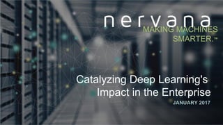 Catalyzing Deep Learning's
Impact in the Enterprise
Andres Rodriguez, PhD
January 11, 2017
AIFrontiers
[adapted from a talk by Arjun Bansal, Intel Nervana]
MAKING MACHINES
SMARTER.™
 