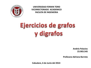 UNIVERSIDAD FERMIN TORO
VICERRECTORADO ACADEMICO
FACULTA DE INGENIERIA
Andrés Palacios
23.903.545
Profesora Adriana Barreto
Cabudare, 6 de Junio del 2014
 