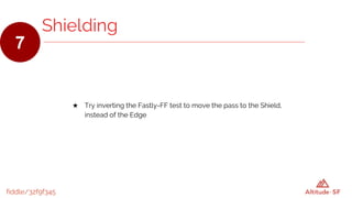 ★ Try inverting the Fastly-FF test to move the pass to the Shield,
instead of the Edge
fiddle/32f9f345
Shielding
7
 