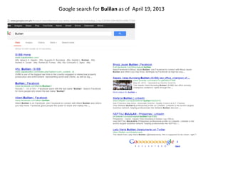 Google search for Bulilan as of April 19, 2013
 