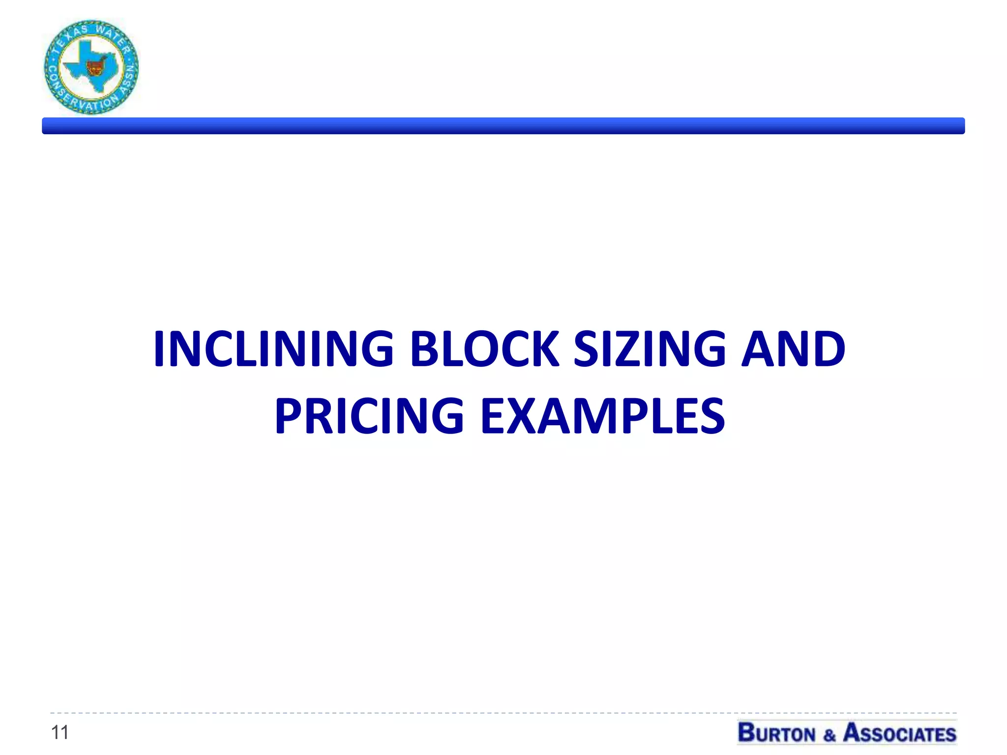 INCLINING BLOCK SIZING AND
PRICING EXAMPLES
11
 