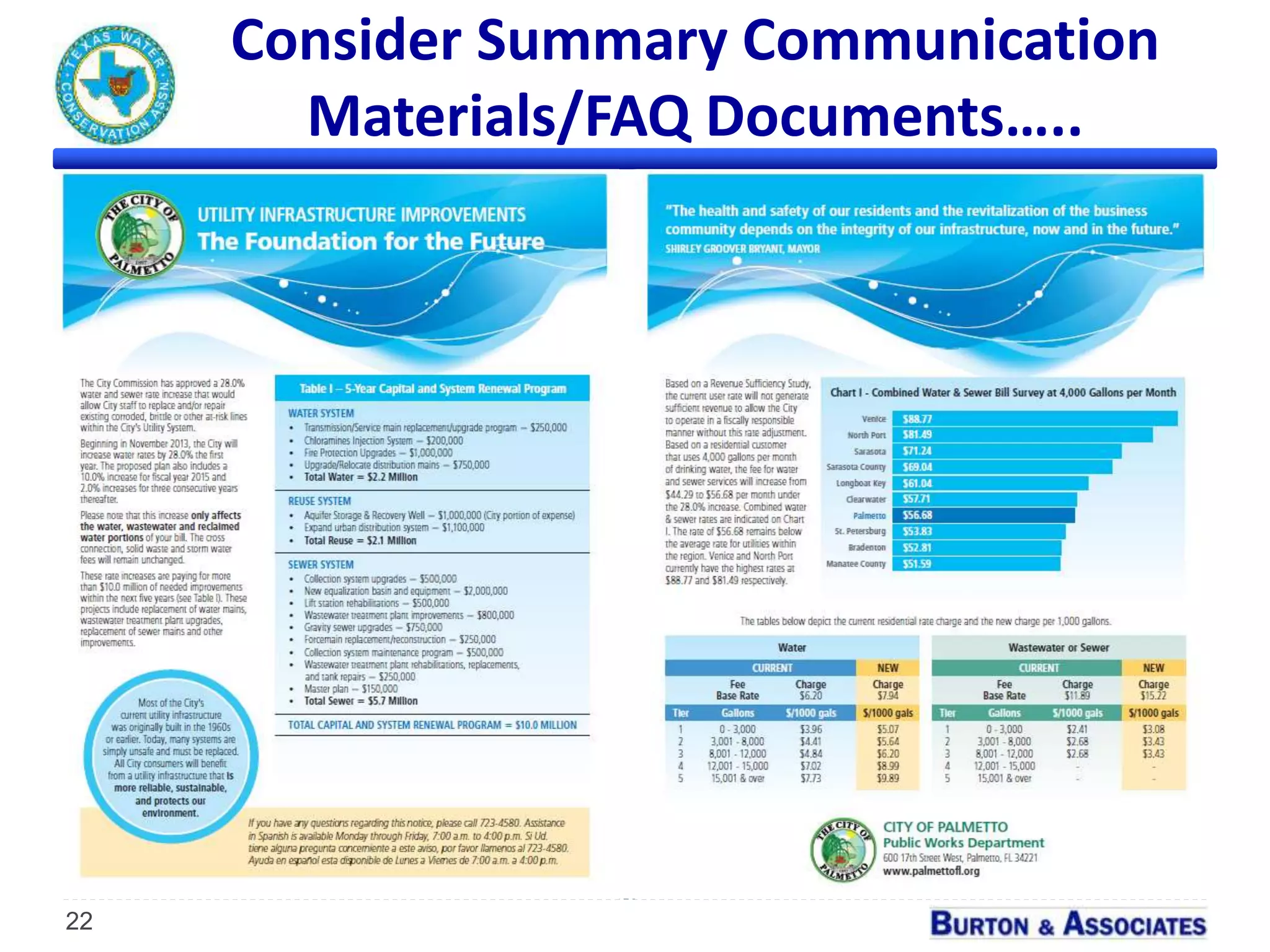 Consider Summary Communication
Materials/FAQ Documents…..
22
 