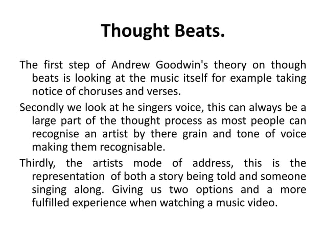 Andrew goodwin's music video theory. | PPTX