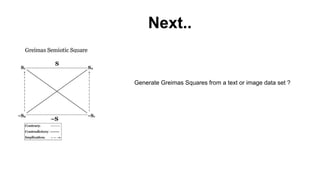 Next..
Generate Greimas Squares from a text or image data set ?
 