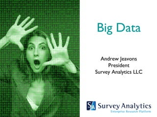 Big Data

  Andrew Jeavons
     President
Survey Analytics LLC
 