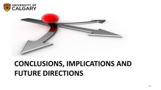 CONCLUSIONS, IMPLICATIONS AND
FUTURE DIRECTIONS
61
 