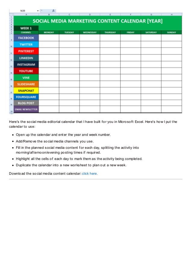 Social Media Content Calendar Template Excel Marketing Editorial Ca Social Media Editorial Calendar Template Excel