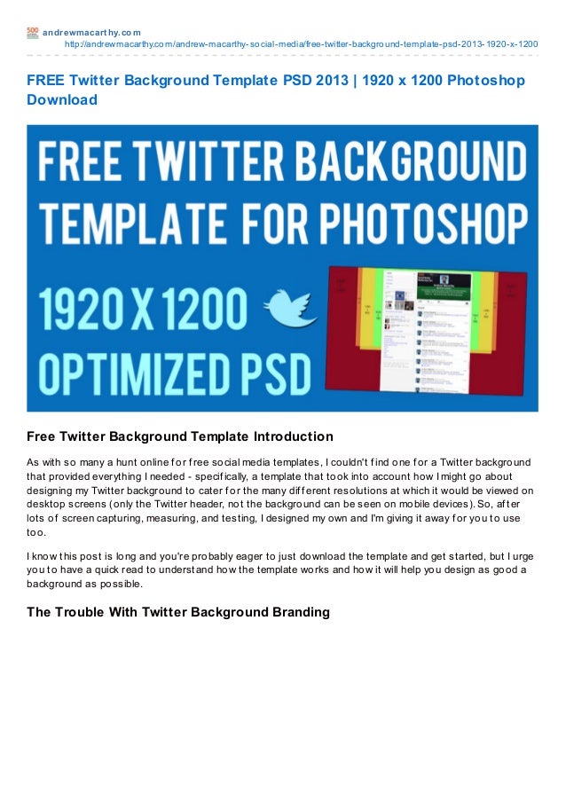 free twitter background template psd 2013 1920 x 1200 photoshop dow