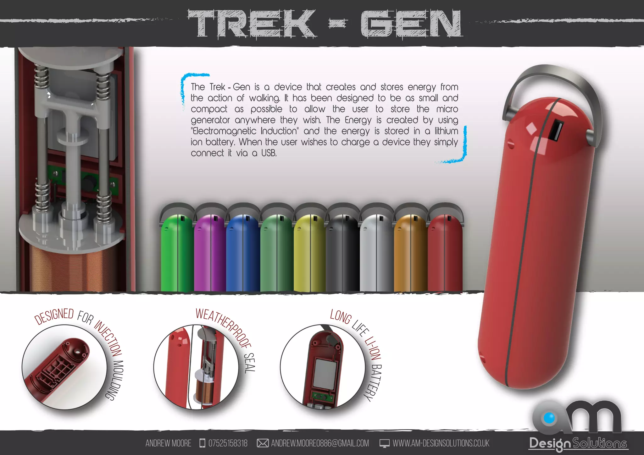 Design
the headphones have a simple yet profesional
design and can be produced in large numbers
with the use of injection moulding. parts have
been kept to a minimum to keep the cost per
unit down and assembly is simple to increase
production speed. soft cushions have been
used to make the headphones comfortable for
the user and can be removed for cleaning if
needed. The headphones can be adjusted
easily to ensure a perfect fit for each user
S
liding armallows
easyadjustment
simple assem
blyofparts
Andrew Moore 07525158318 andrew.moore0886@gmail.com www.am-designsolutions.co.uk
 
