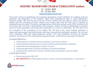 PetroTeach Free Webinar on Seismic Reservoir Characterization | PDF