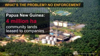 WHAT’S THE PROBLEM? NO ENFORCEMENT
Papua New Guinea:
4 million ha
community lands
leased to companies
Image: Marufish
 