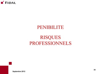 PENIBILITE

                    RISQUES
                 PROFESSIONNELS




                                  35
Septembre 2012
 