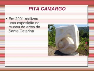 PITA CAMARGO Em 2001 realizou uma exposição no museu de artes de Santa Catarina 