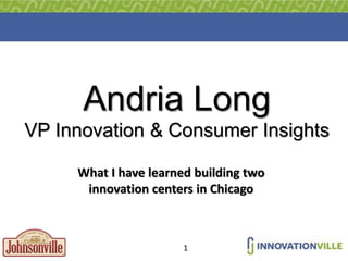 1
Andria Long
VP Innovation & Consumer Insights
What I have learned building two
innovation centers in Chicago
 
