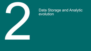 Data Storage and Analytic
evolution
2
 