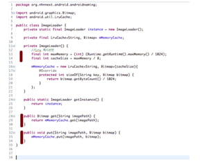 Strong Soft
Weak
Phantom
Mark Reference	
  Queue
 
-­‐	
  Strong	
  :	
  연결된 객체들을 체크 합니다. 
-­‐	
  Soft	
  :	
  메모리 상태에 따라 Mark하거나,	
  	
  Reference	
  Queue에  
	
   넣습니다. 
-­‐	
  Weak	
  :	
  Reference	
  Queue에 넣습니다. 
-­‐	
  Phantom	
  : 코드상에서 바로 Reference	
  Queue에 넣습니다.
Reference에 따른 Mark과정 차이
 