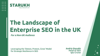 https://starukh.com
The Landscape of
Enterprise SEO in the UK
Leveraging the 'Detect, Protect, Grow' Model
for Strategic Resilience in SEO
Andriy Starukh
Head of SEO
Iglu Cruise
For a Non-UK Audience
 
