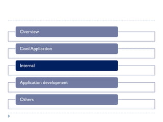 Overview


Cool Application


Internal


Application development


Others
 
