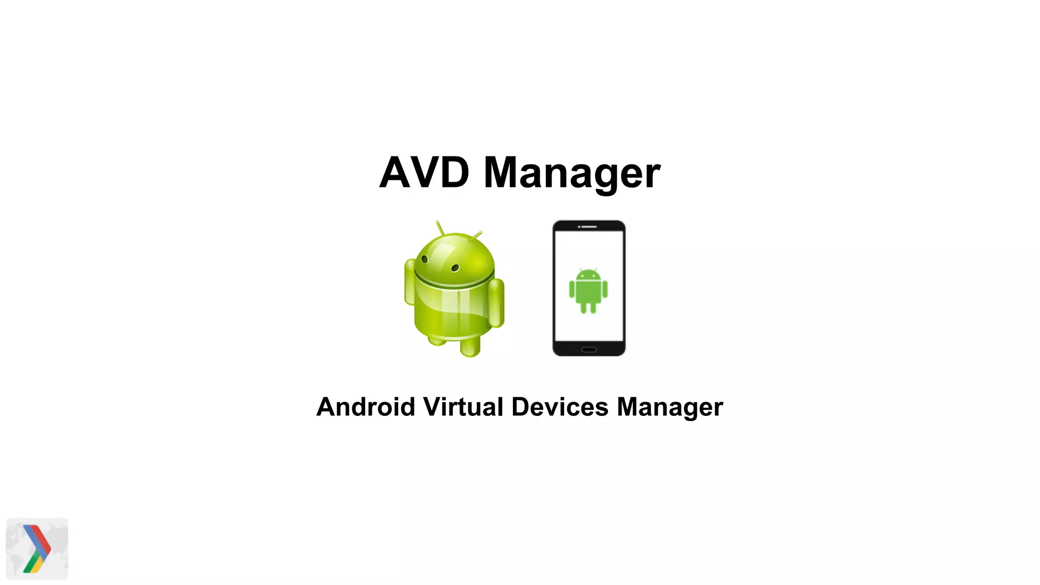 AVD Manager
Android Virtual Devices Manager
 
