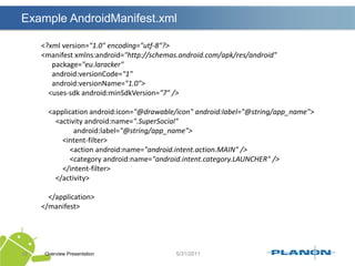A set of XML elements and attributes for declaring and accessing resources
