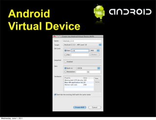 Android
       Virtual Device




Wednesday, June 1, 2011
 