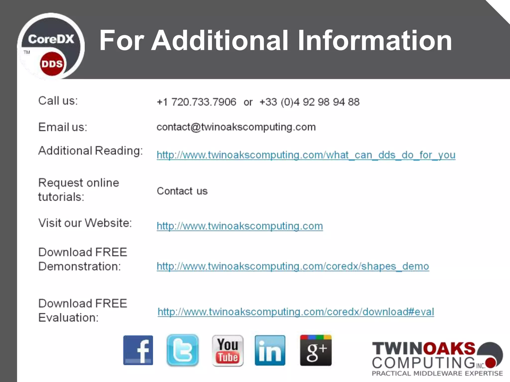 For Additional Information
 