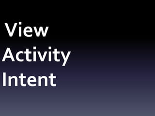 View
Activity
Intent
 