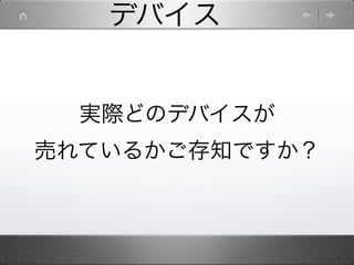 デバイス


  実際どのデバイスが
売れているかご存知ですか？
 