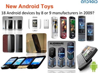New Android Toys
18 Android devices by 8 or 9 manufacturers in 2009?
 