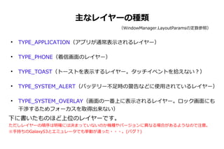 Androidの表示レイヤーと画面常駐型アプリの話
