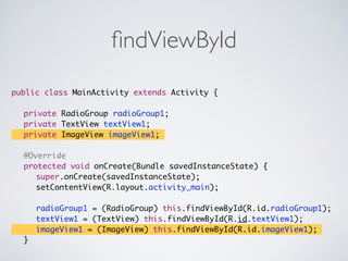 Dialog andToast
Example
景點查詢⼯工具
程
式
實
作
【學習⺫⽬目標】
1. Dialog /Toast
2. Log
 