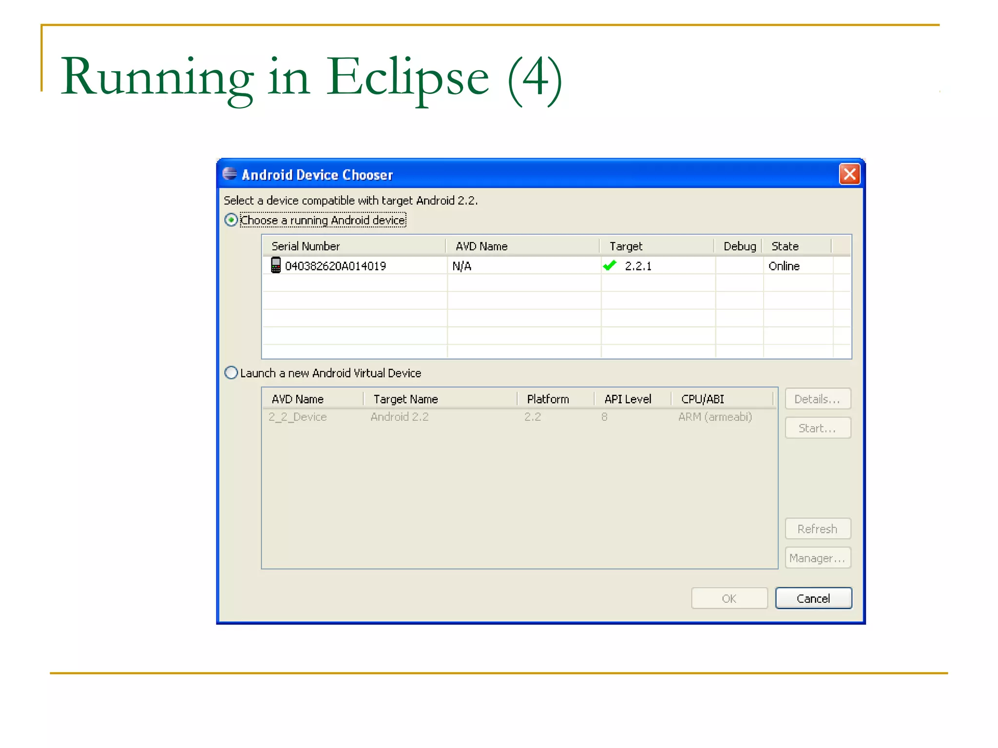 Running in Eclipse (4)
 