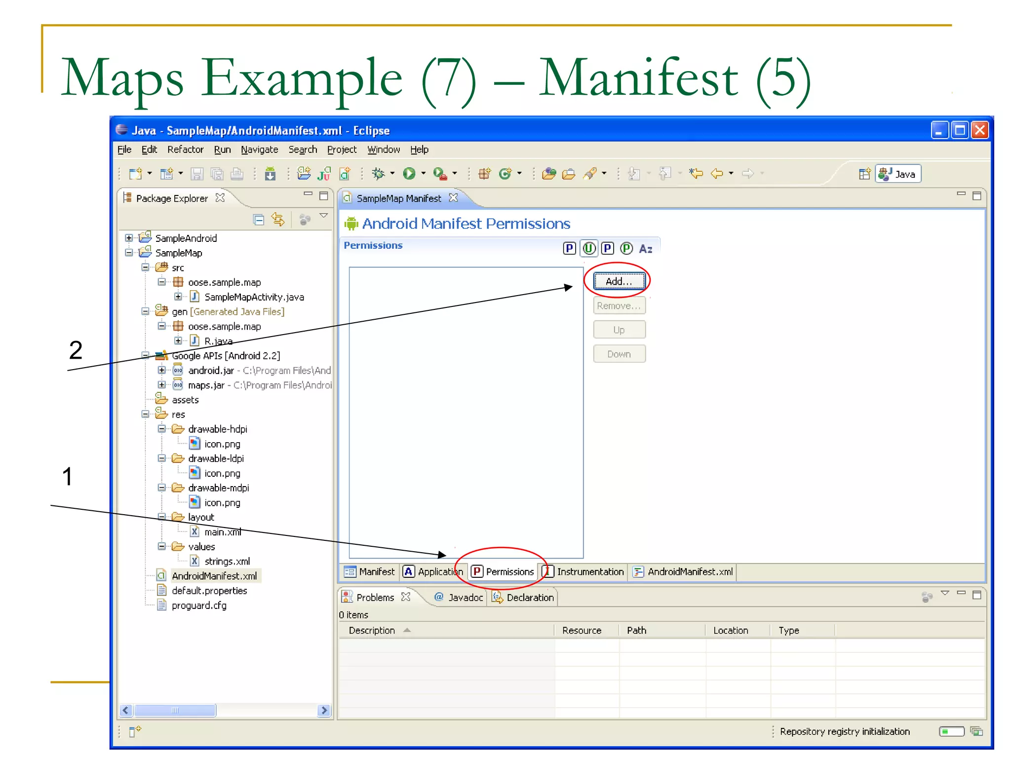 Maps Example (7) – Manifest (5)
2
1
 