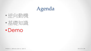 Agenda
? әC
? A֪R
? Demo
2015/10/13 W·ϵyxСM 
 