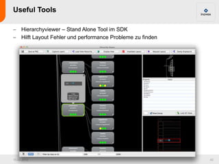 Useful Tools

     Hierarchyviewer – Stand Alone Tool im SDK
     Hilft Layout Fehler und performance Probleme zu finden




10.02.2012                                                    42
 