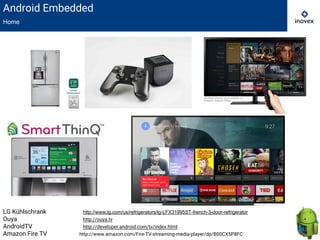 Android Embedded
Home
LG Kühlschrank http://www.lg.com/us/refrigerators/lg-LFX31995ST-french-3-door-refrigerator
Ouya http://ouya.tv
AndroidTV http://developer.android.com/tv/index.html
Amazon Fire TV http://www.amazon.com/Fire-TV-streaming-media-player/dp/B00CX5P8FC
 