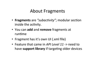 Short Intro to Android Fragments | PDF