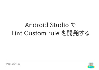 Page	28/123
Android	Studio	で
Lint	Custom	rule	を開発する
 