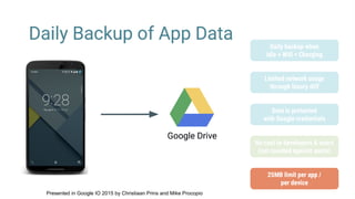 Presented in Google IO 2015 by Christiaan Prins and Mike Procopio
 