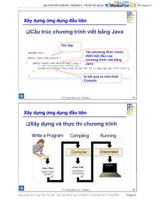 Lập trình viên Android – Module x – Tải về trọn bộ tại .
Bản quyền © Trung Tâm Tin Học - Đại Học Khoa Học Tự Nhiên | Xuất bản bởi ®Công GMC Trang 11
 