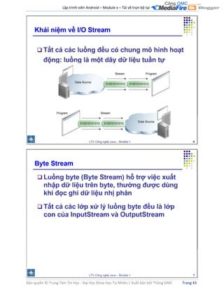 Lập trình viên Android – Module x – Tải về trọn bộ tại .
Bản quyền © Trung Tâm Tin Học - Đại Học Khoa Học Tự Nhiên | Xuất bản bởi ®Công GMC Trang 43
 