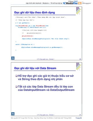 Lập trình viên Android – Module x – Tải về trọn bộ tại .
Bản quyền © Trung Tâm Tin Học - Đại Học Khoa Học Tự Nhiên | Xuất bản bởi ®Công GMC Trang 50
 