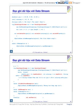 Lập trình viên Android – Module x – Tải về trọn bộ tại .
Bản quyền © Trung Tâm Tin Học - Đại Học Khoa Học Tự Nhiên | Xuất bản bởi ®Công GMC Trang 51
 