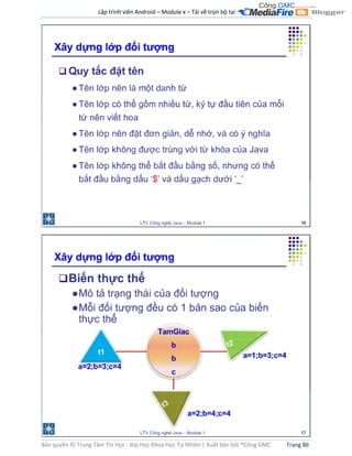Lập trình viên Android – Module x – Tải về trọn bộ tại .
Bản quyền © Trung Tâm Tin Học - Đại Học Khoa Học Tự Nhiên | Xuất bản bởi ®Công GMC Trang 86
 