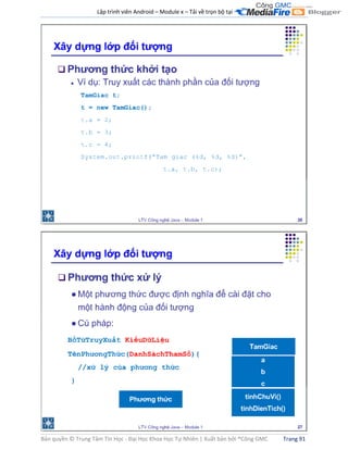 Lập trình viên Android – Module x – Tải về trọn bộ tại .
Bản quyền © Trung Tâm Tin Học - Đại Học Khoa Học Tự Nhiên | Xuất bản bởi ®Công GMC Trang 91
 